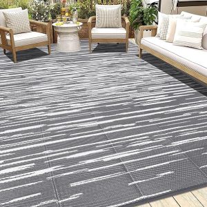HEBE Outdoor Rug 6' x 9' Waterproof for Patios Clearance, Reversible Plastic Straw Rug Camping Carpet, Indoor Outdoor Area Rugs Patio Mats for RV,Picnic,Backyard,Deck,Balcony,Porch