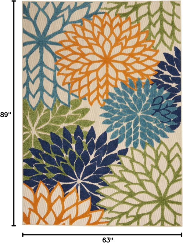 Nourison Aloha Indoor/Outdoor 5'3" x 7'5" Area Rug, Tropical, Botanical, Easy Clean, Non Shedding, Bed Room, Living Room, Dining Room, Deck, Backyard, Patio (5x7) - Image 3