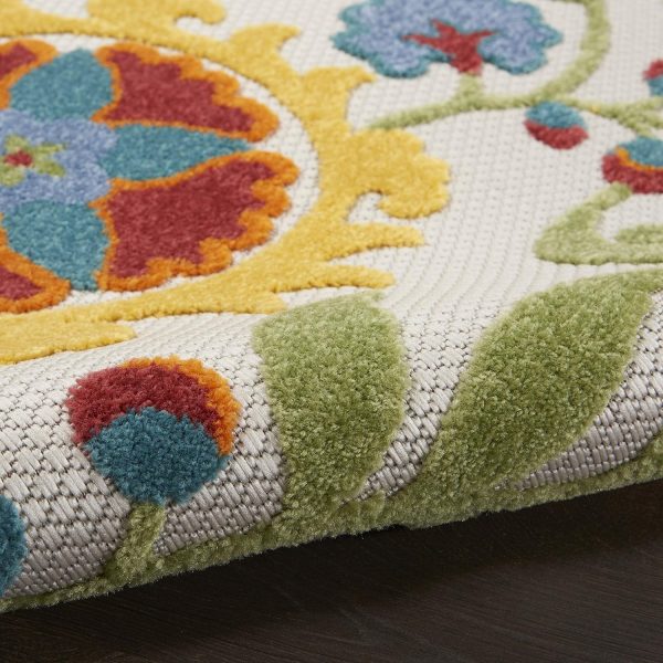 Nourison Aloha Indoor/Outdoor Ivory/Multi 5'3" x 7'5" Area Rug, Easy Clean, Non Shedding, Bed Room, Living Room, Dining Room, Backyard, Deck, Patio (5x7) - Image 5
