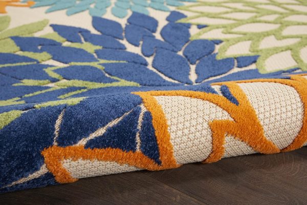 Nourison Aloha Indoor/Outdoor 5'3" x 7'5" Area Rug, Tropical, Botanical, Easy Clean, Non Shedding, Bed Room, Living Room, Dining Room, Deck, Backyard, Patio (5x7) - Image 6