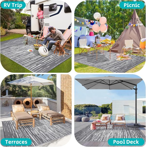 HEBE Outdoor Rug 6' x 9' Waterproof for Patios Clearance, Reversible Plastic Straw Rug Camping Carpet, Indoor Outdoor Area Rugs Patio Mats for RV,Picnic,Backyard,Deck,Balcony,Porch - Image 6